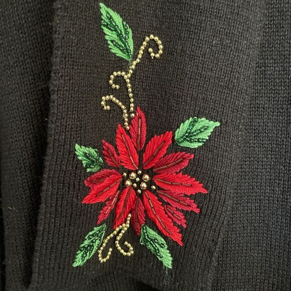 Victoria Jones Women's Christmas Black Pull Over Sweater Beaded Sequin size XL - Picture 2 of 8